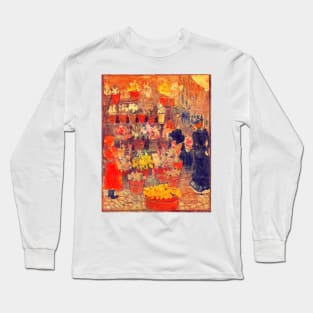 'Flower Stall' by Maurice Prendergast REMASTERED TECHNICOLOR Long Sleeve T-Shirt